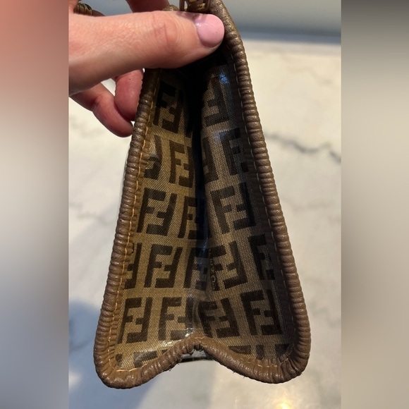 SALE! FENDI Vintage Brown Monogram Zucchino Crystal Clutch - Picture 5 of 11